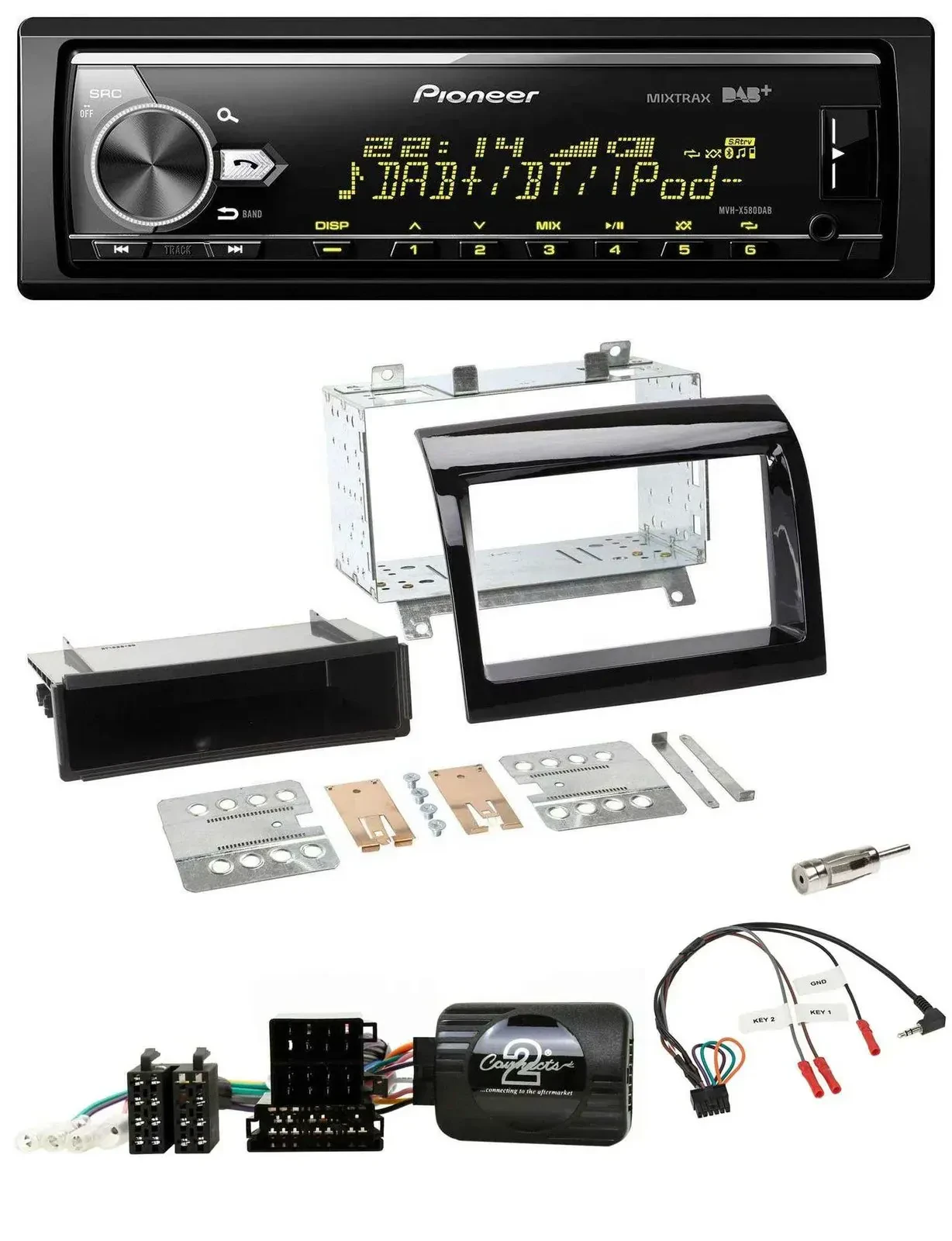 Pioneer Bluetooth USB DAB Lenkrad Autoradio für Fiat Ducato 12-15 piano schwarz