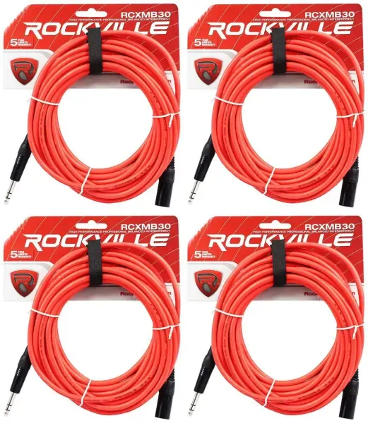 Коммутационный кабель Rockville RCXMB30-R Red 9 м (4 штуки)