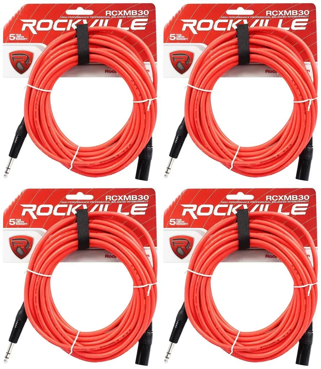 Коммутационный кабель Rockville RCXMB30-R Red 9 м (4 штуки)