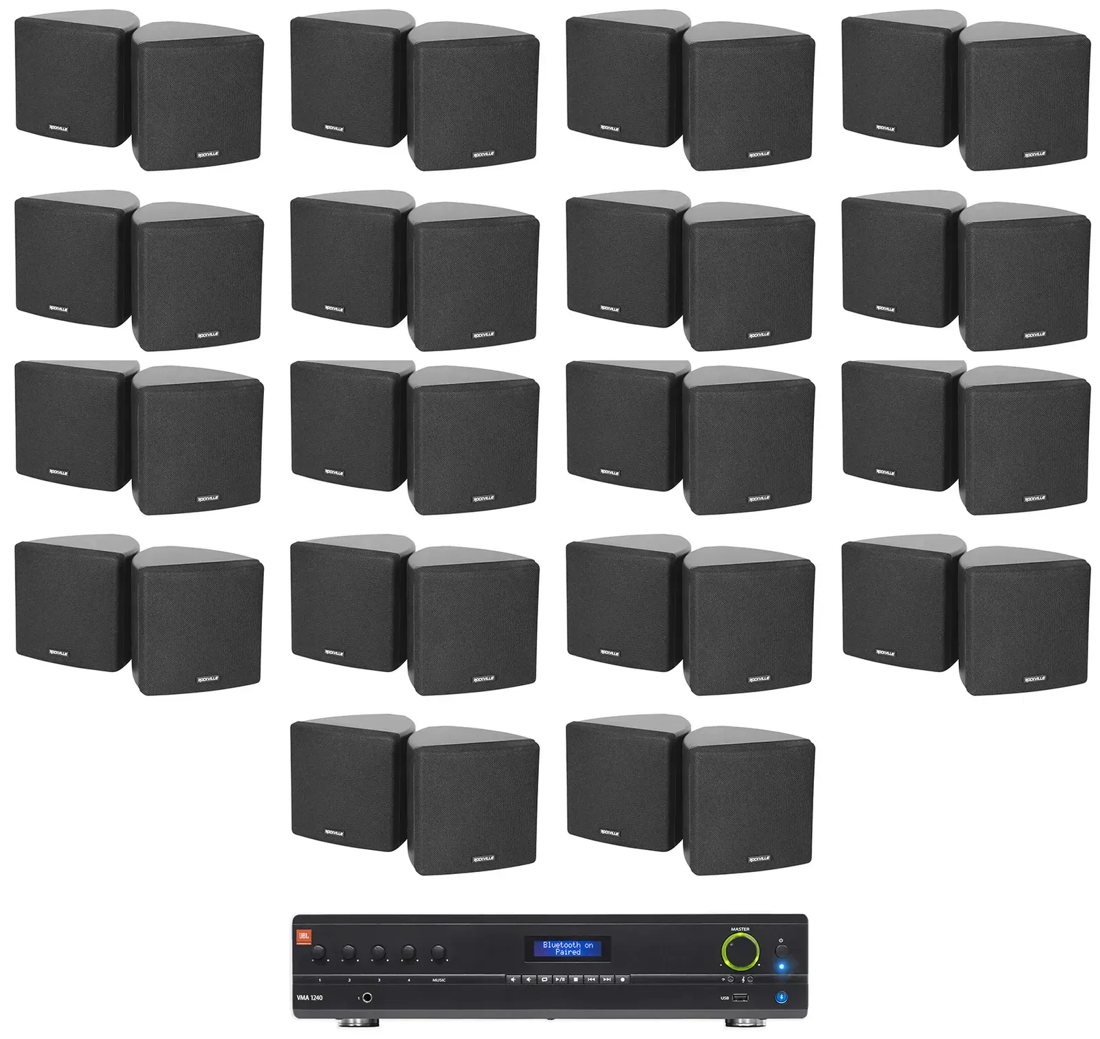 Настенная акустика JBL Cube 70v Black с усилителем (36 штук)