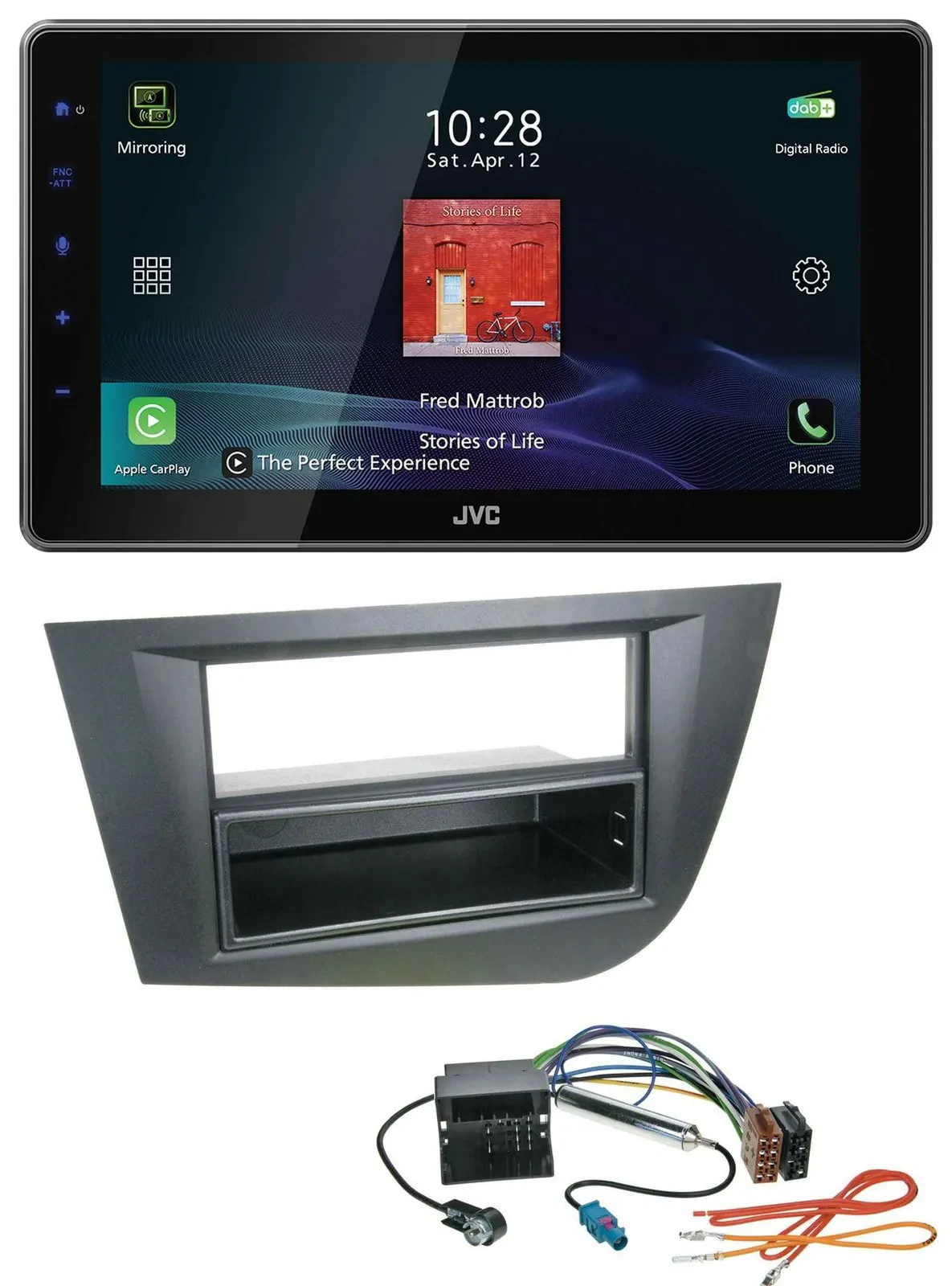 Автомагнитола для Seat Leon (с 2005) JVC DAB, MP3, Bluetooth, USB, черная