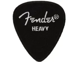 Genuine Fender Embroidered Heavy Black Guitar Pick Clothing Patch, 912-2421-109