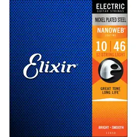 Струны для 12-струнной электрогитары Elixir 12450 NanoWeb Light 10-46