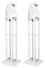 (2) Rockville ROCK SPOT 260W WHITE DJ Moving Head Spot Lights+White Totem Stands