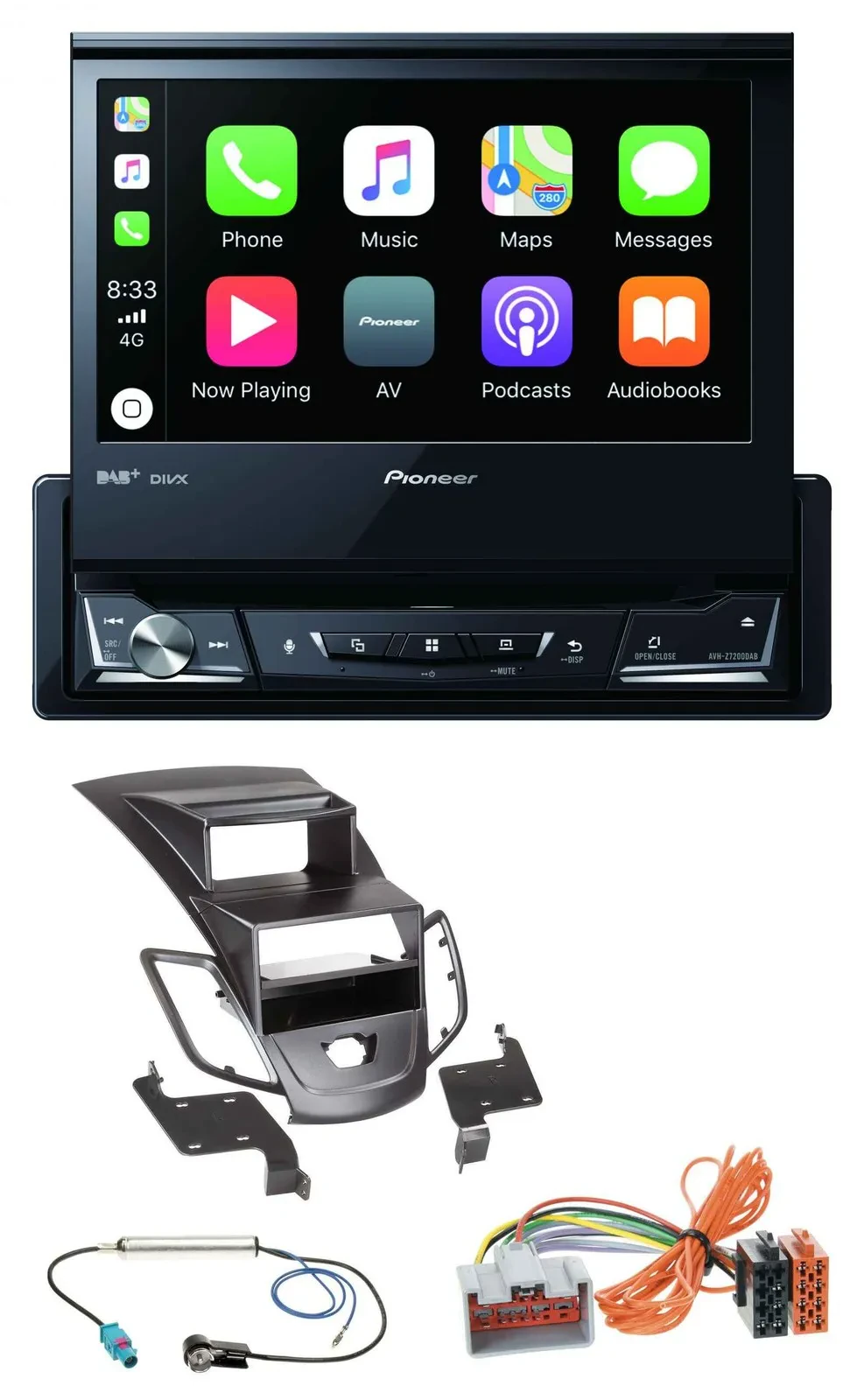 Pioneer DVD Bluetooth DAB USB MP3 Autoradio für Ford Fiesta 08-10 Display schwar