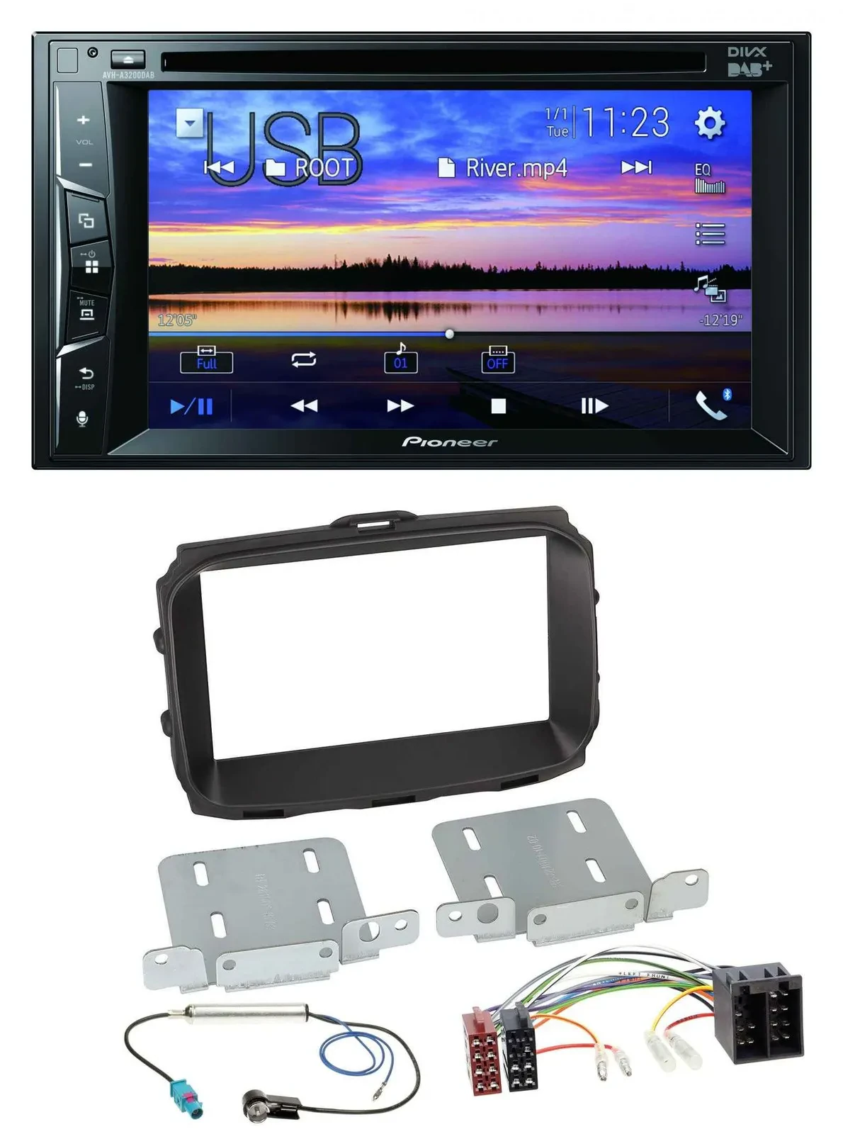 Автомагнитола Pioneer 2-DIN Bluetooth USB DVD DAB MP3 для Alfa Romeo Giulietta (2013–2021)