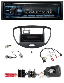 Alpine USB Bluetooth DAB Lenkrad Autoradio für Hyundai i10 ISO 2009-2013 schwarz