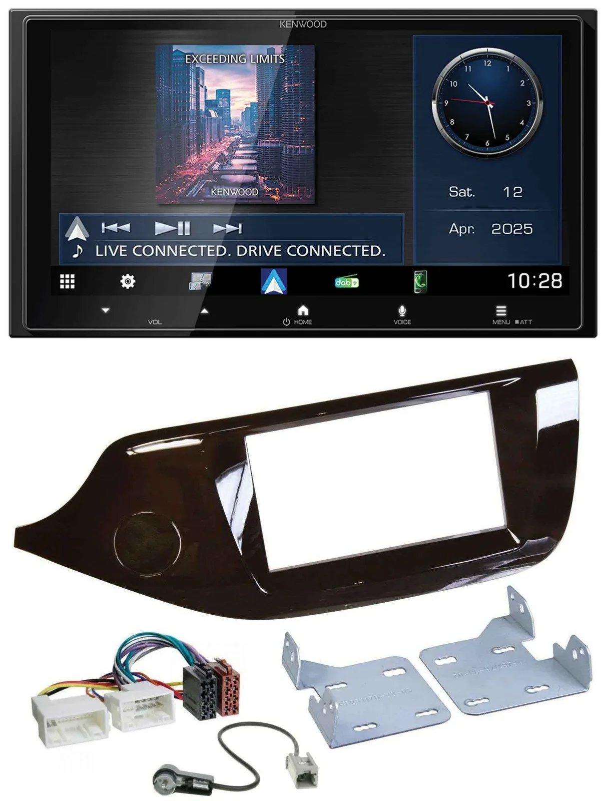 Автомагнитола Kenwood 2-DIN, Bluetooth, USB, DAB, MP3, для Kia Ceed (с 2012), глянцевая