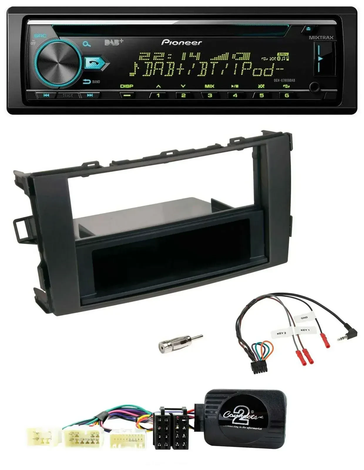 Автомагнитола Pioneer DAB CD USB Bluetooth для Toyota Auris 2007–2011, черная
