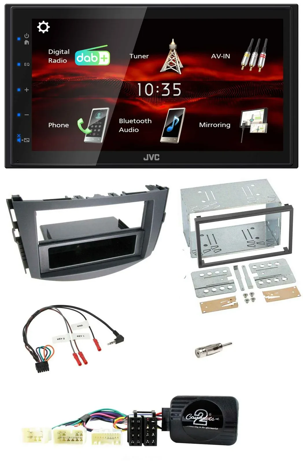 JVC USB Bluetooth Lenkrad DAB 2DIN Autoradio für Toyota RAV 4 2006-2011