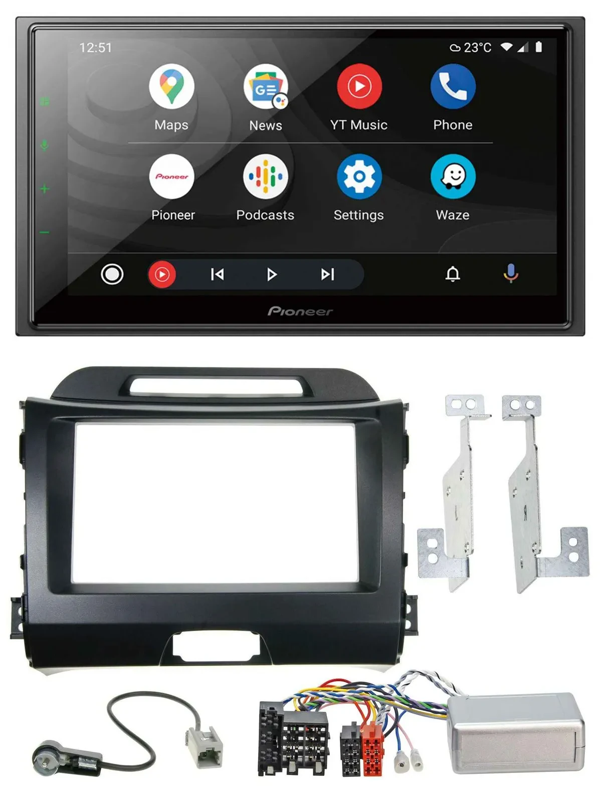 Pioneer USB 2DIN DAB Lenkrad Bluetooth Autoradio für Kia Sportage III 10-15 schw