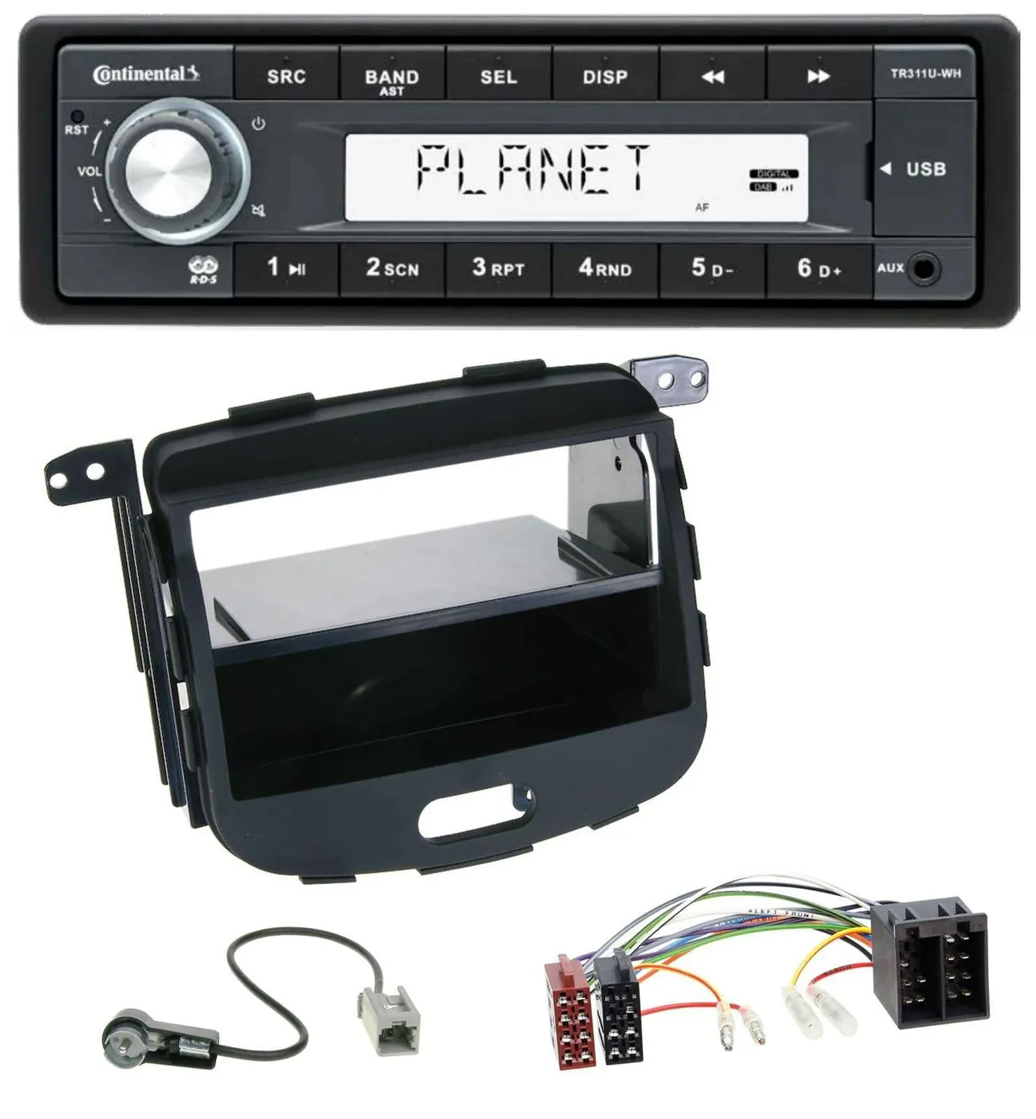 Continental USB MP3 AUX 1DIN Autoradio für Hyundai i10 2008-2013 Rubber Touch