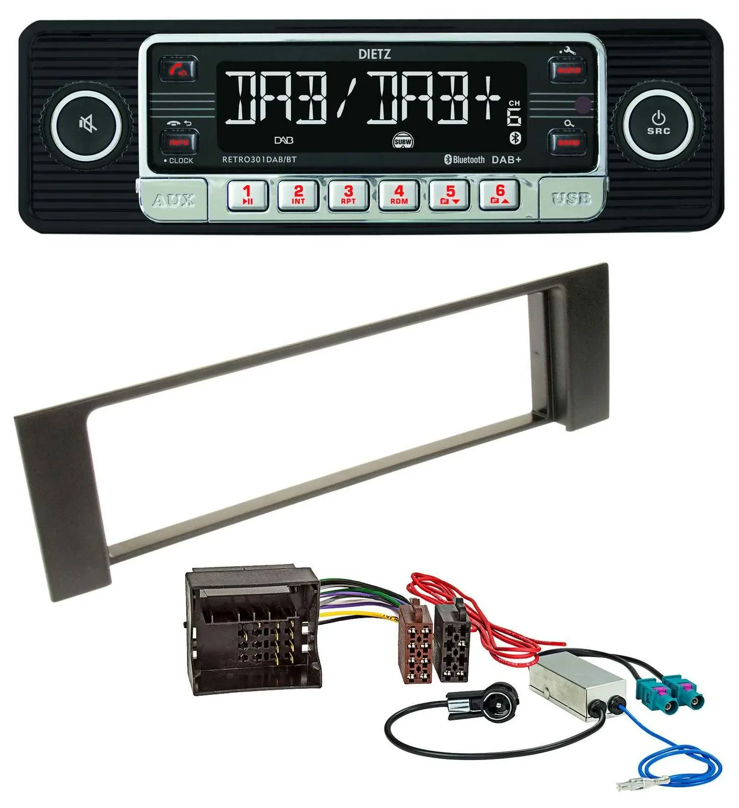 Dietz USB DAB MP3 Bluetooth Autoradio für Audi A4 B6 00-04 Quadlock Doppel Fakra