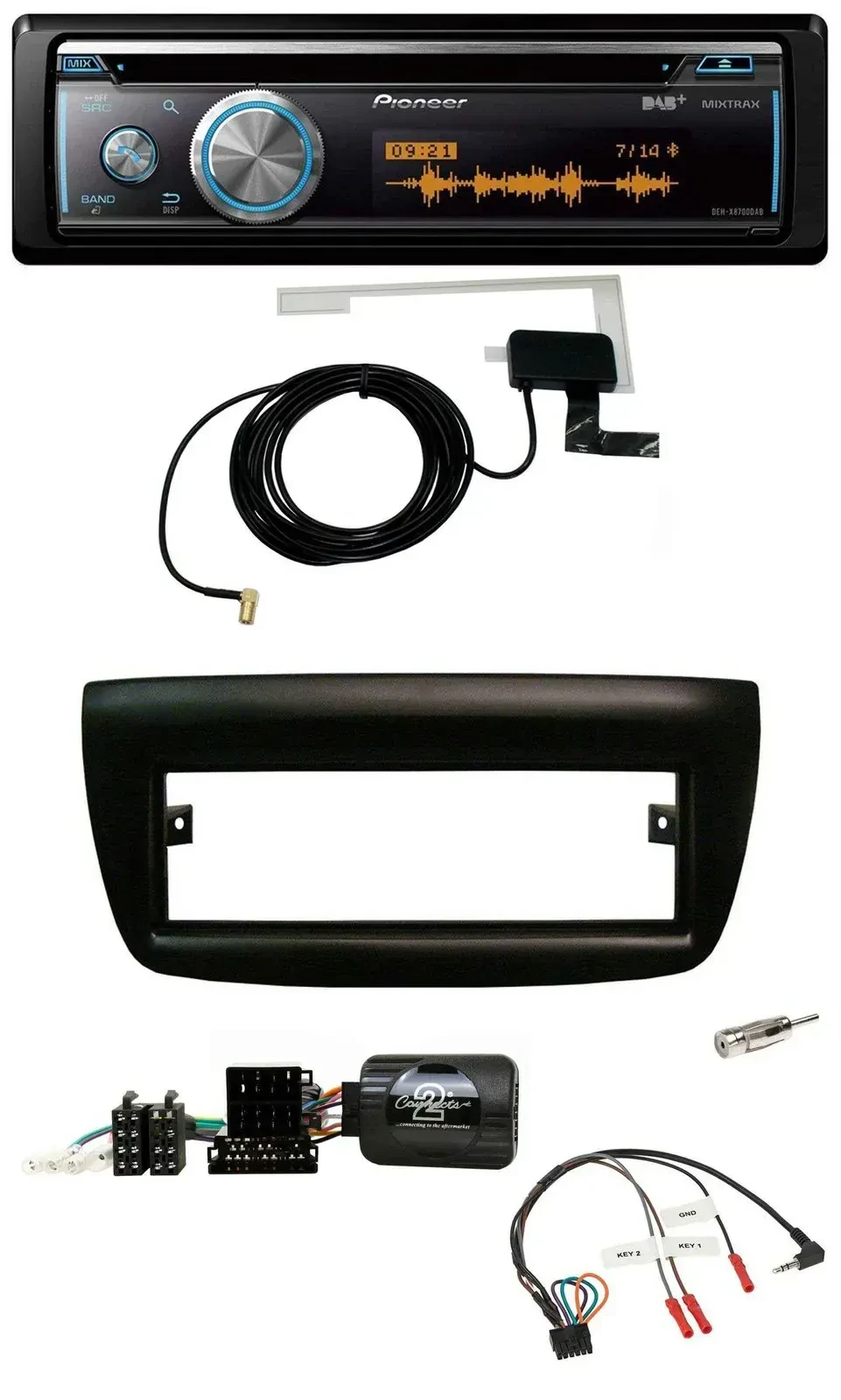 Автомагнитола Pioneer Bluetooth, DAB, USB, CD, для Fiat Doblo 2012–2015, черная