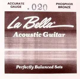 Струна для акустической гитары La Bella PW020, фосфорная бронза, калибр 20