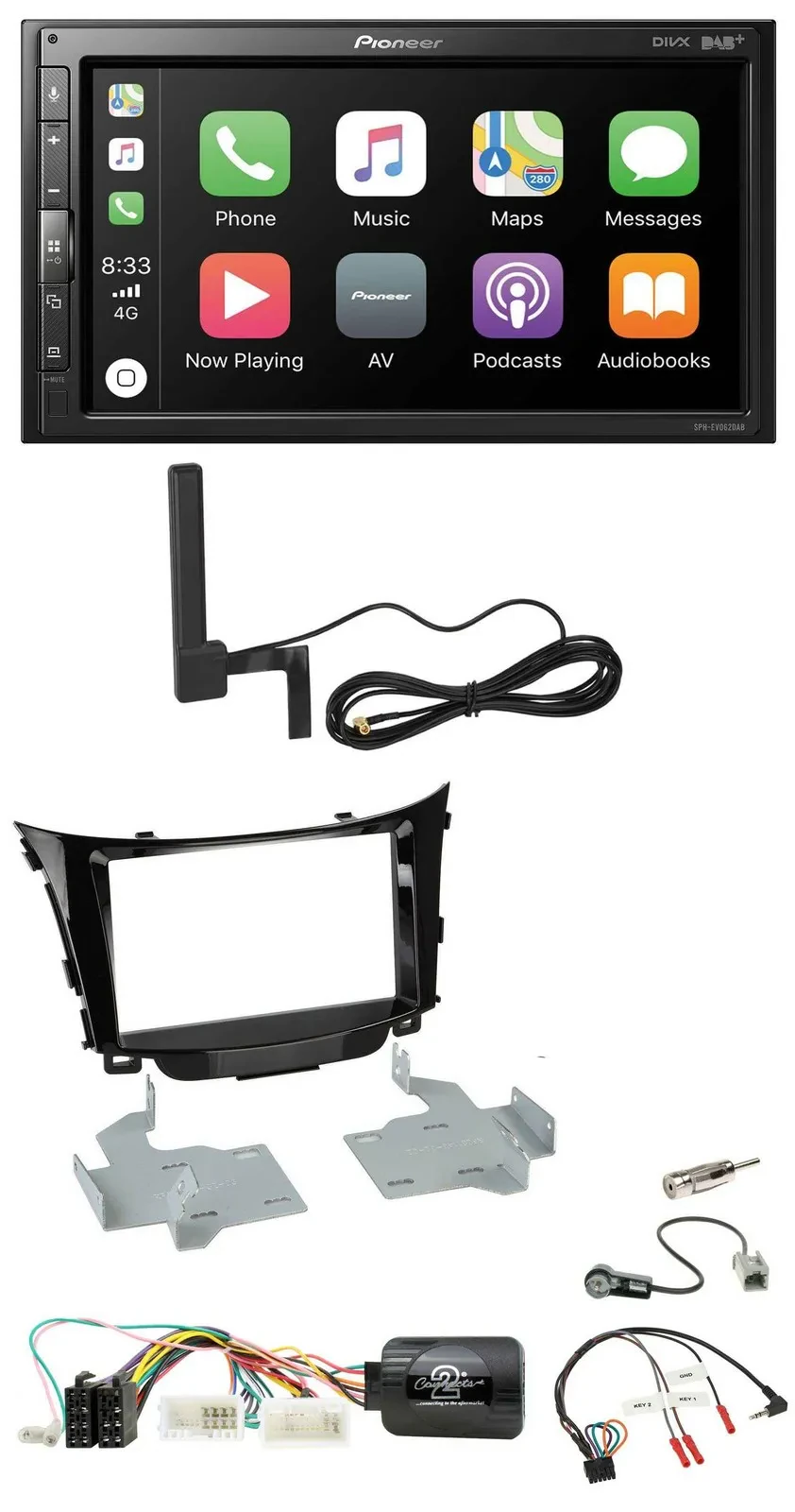 Pioneer USB 2DIN Bluetooth DAB Lenkrad Autoradio für Hyundai i30 2012-2017