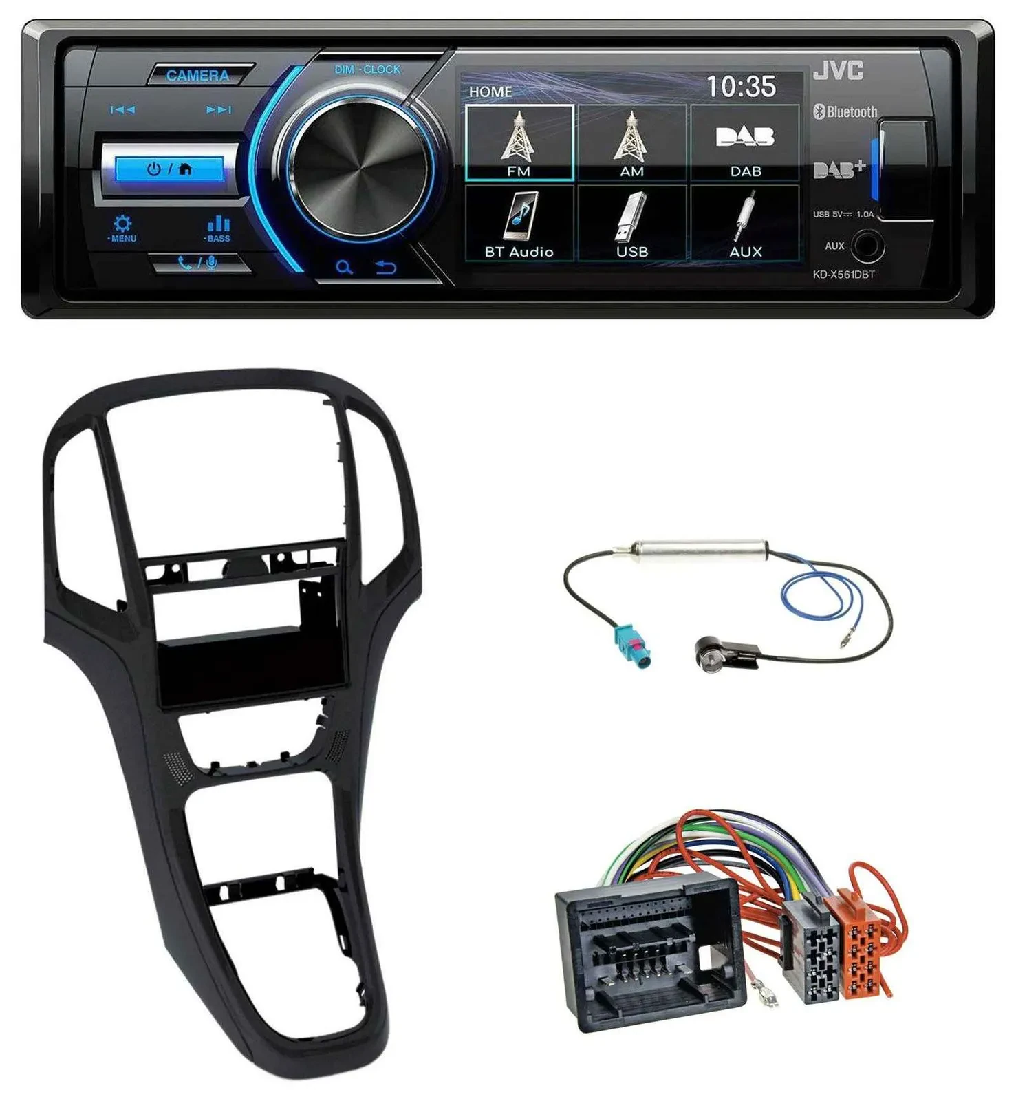 JVC Bluetooth MP3 USB DAB Autoradio für Opel Astra J ab 2009 Perl schwarz