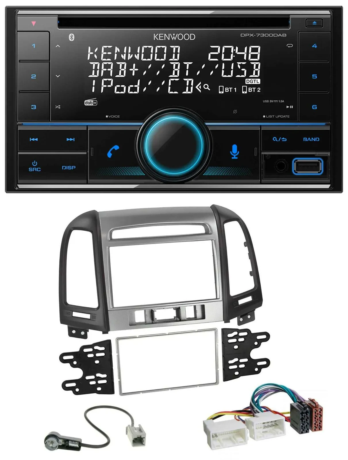 Автомагнитола для Hyundai Santa Fe 3 Kenwood CD, 2-DIN, DAB, USB, MP3, Bluetooth