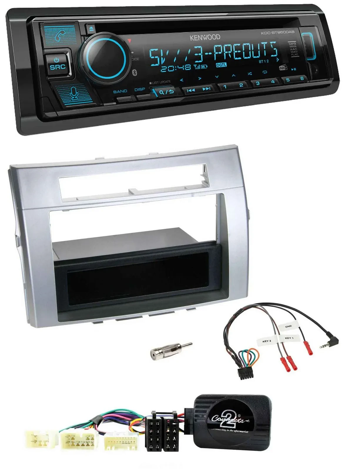Автомагнитола для Toyota Corolla Verso Kenwood Bluetooth, USB, CD, DAB