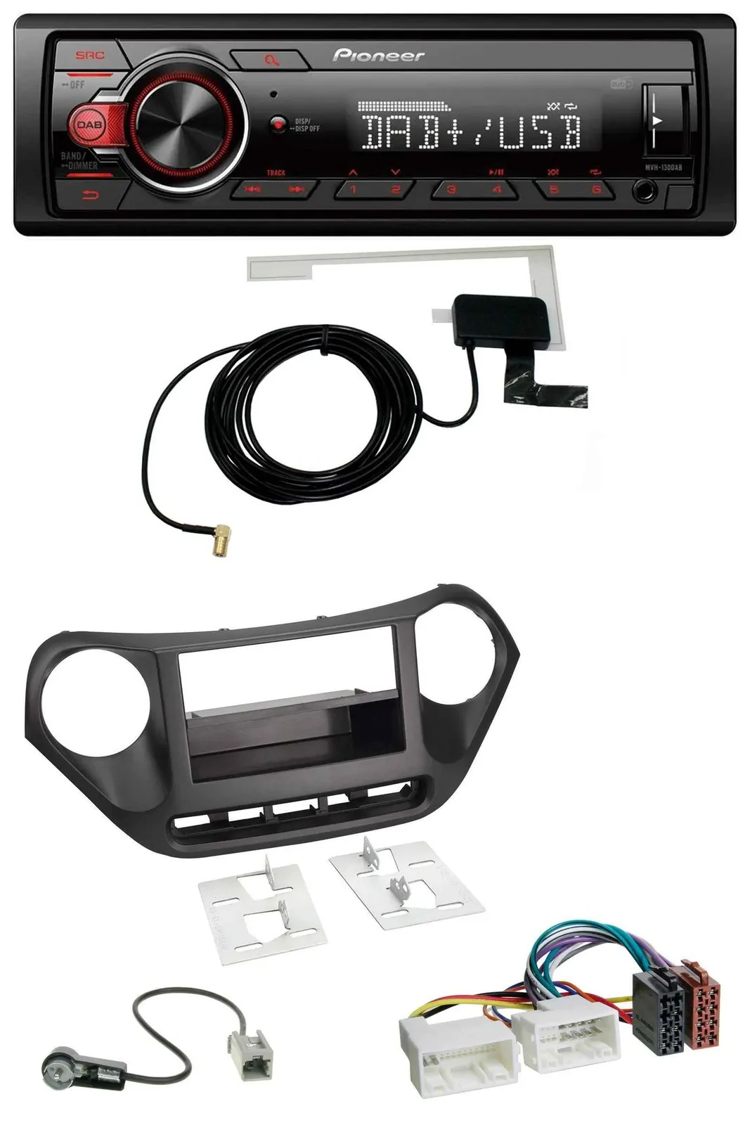 Pioneer 1DIN MP3 DAB USB AUX Autoradio für Hyundai i10 (ab 2013)