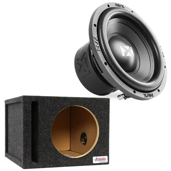 NVX NSW102V3 350W Dual 2-Ohm 10" Car Audio Subwoofer with Vented Enclosure Box