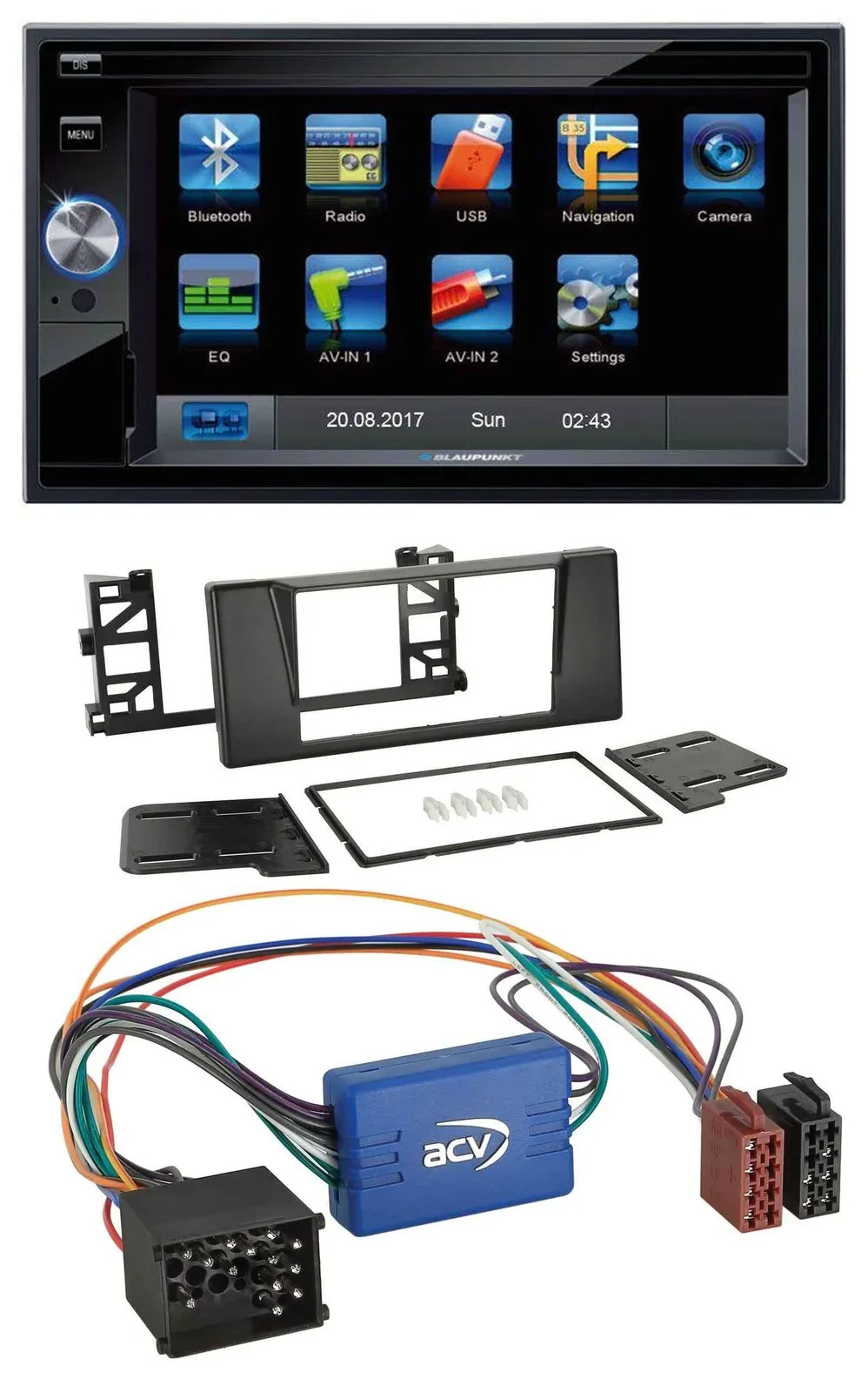 Автомагнитола Blaupunkt 2DIN, Bluetooth, USB, AUX, SD, MP3 для BMW X5 E53 и 5 Series E39 (круглый разъем)