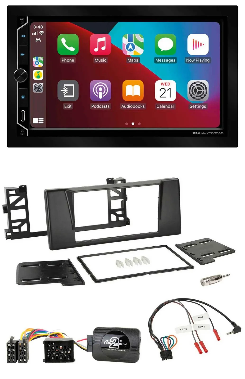 ESX 2DIN DAB USB Lenkrad Bluetooth Autoradio für BMW 5er E39 1997-2001