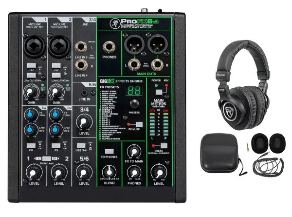 Mackie ProFX6v3 6-Channel Professional Effects Mixer w/USB ProFX6 v3+Headphones