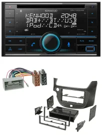 Kenwood CD 2DIN DAB USB MP3 Bluetooth Autoradio für Honda Jazz ab 09 dunkelgrau