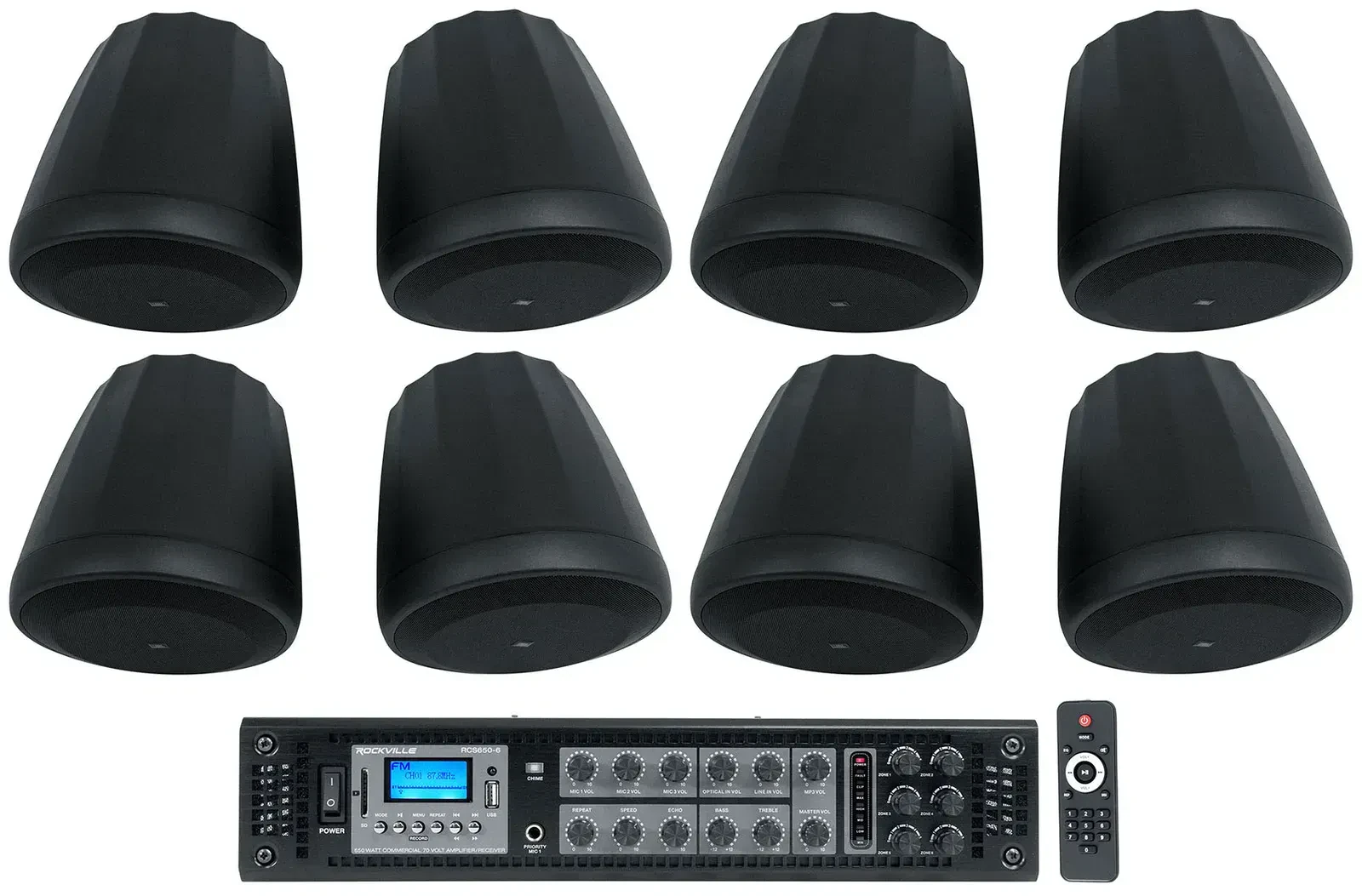 Потолочная акустика JBL Control 68HP Black с усилителем (8 штук)