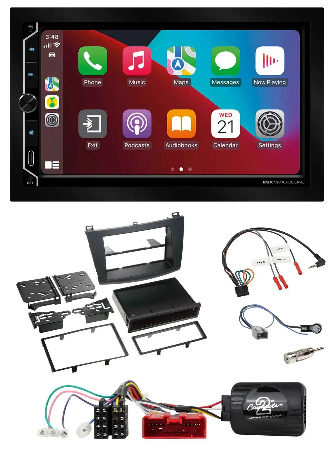 Автомагнитола для Mazda 3 ESX 2DIN DAB USB Bluetooth, поддержка кнопок на руле (2009–2013)