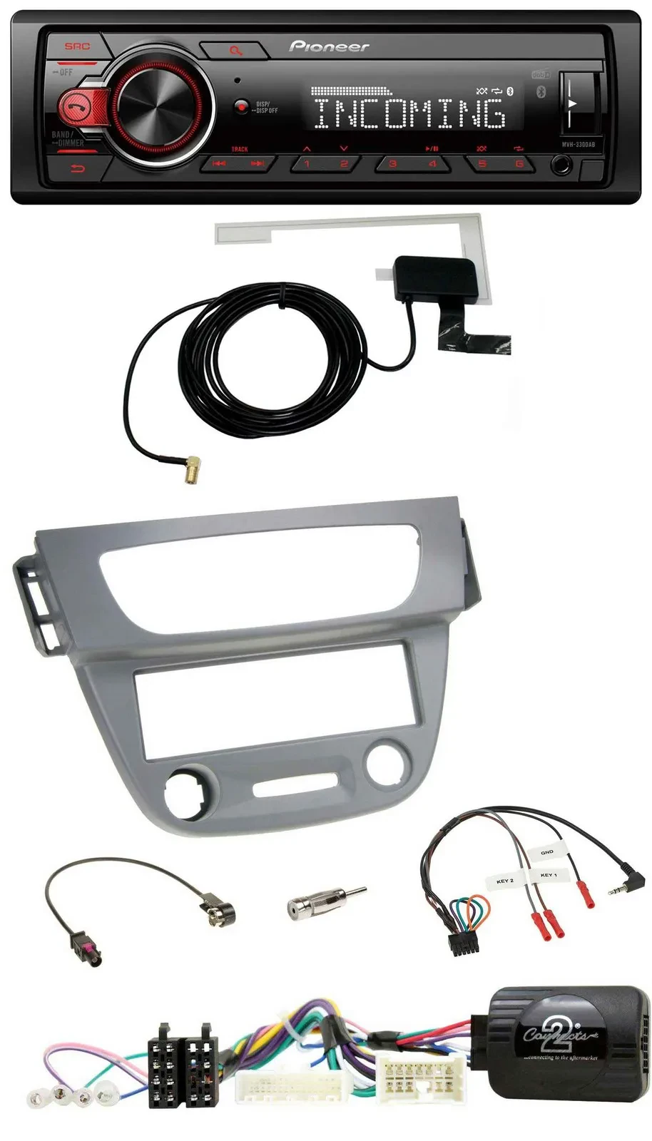 Pioneer MP3 Lenkrad CD DAB USB Autoradio für Renault Megane 3 2012-2014 grau