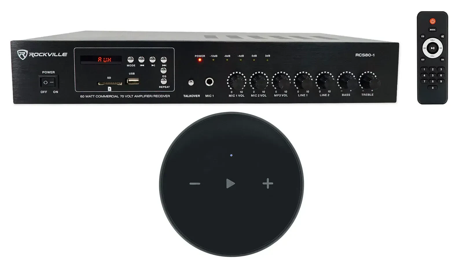Трансляционный усилитель Rockville RCS80-1 Black 60W с передатчиком