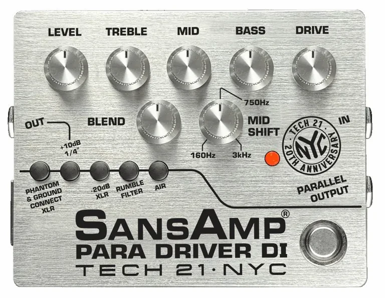 Tech 21 SansAmp Para Driver DI 20th Anniv LE Amp Simulator/DI Effects Pedal