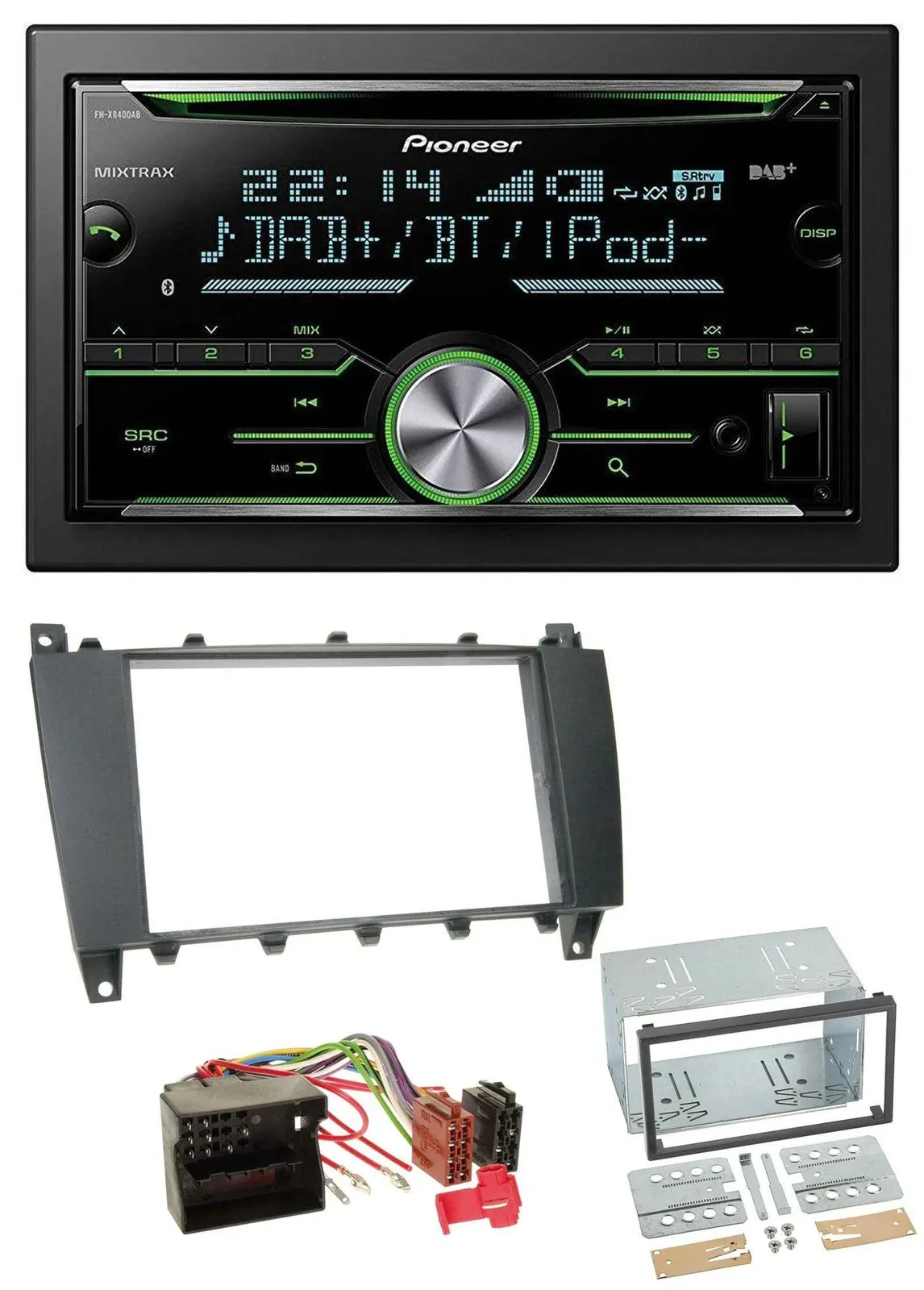 Pioneer Bluetooth MP3 DAB 2DIN USB CD Autoradio für Mercedes C-Klasse