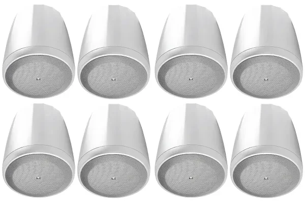 8) JBL Control 65P/T-WH 5.25" 70v White Pendant Speakers For Restaurant/Bar/Cafe