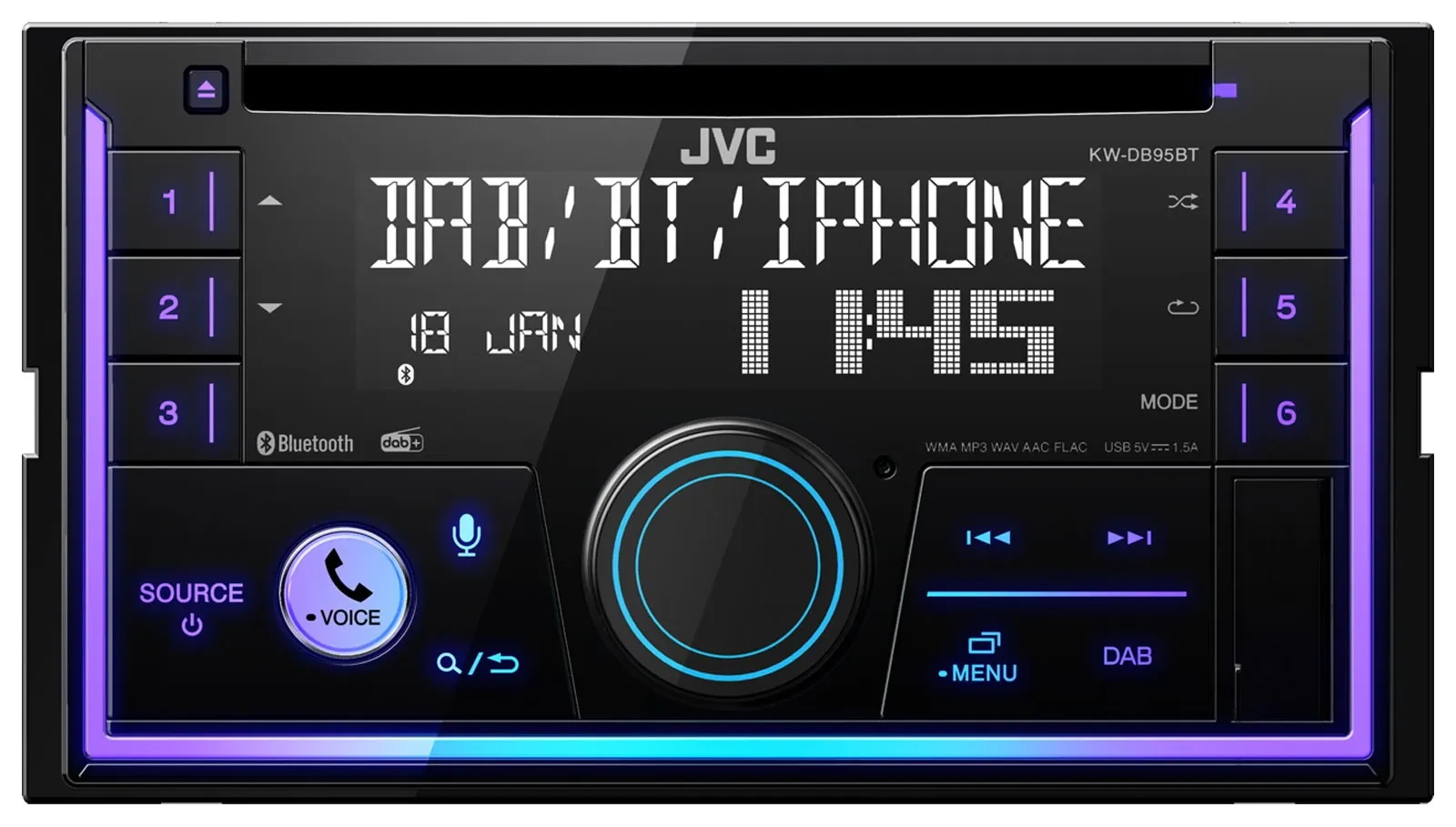 JVC KW-DB95BT Doppel-DIN CD/MP3-Autoradio DAB Bluetooth USB iPod