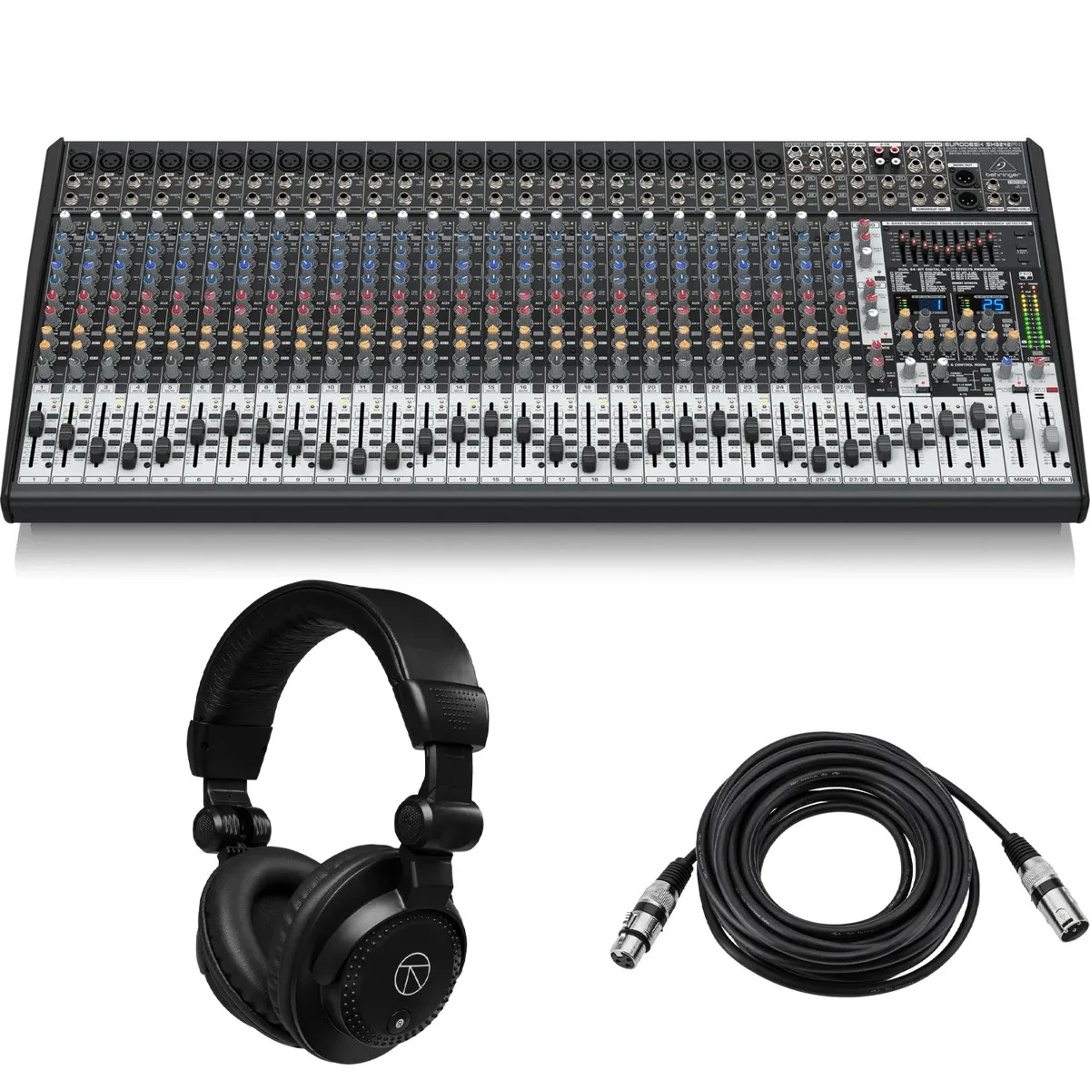 Behringer EURODESK SX3242FX 32-Ch Mixer, w/TAPH100 Headphones, 2x XLR Cable