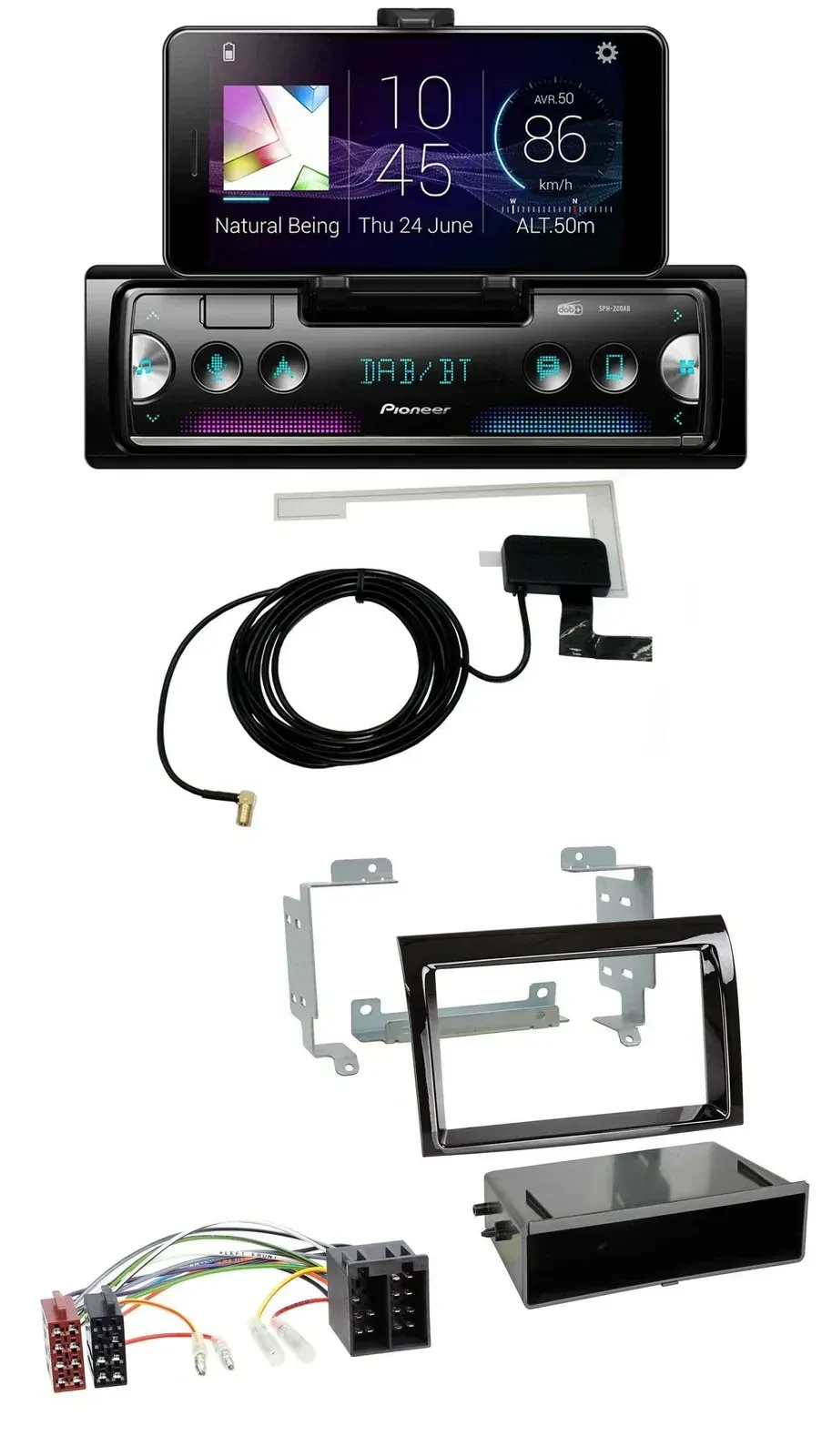 Автомагнитола для Fiat Ducato (2006–2010) Pioneer DAB, Bluetooth, MP3, USB, чёрный глянец