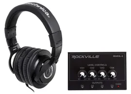 Наушники проводные мониторные Audio-Technica ATH-M40x с 4-канальным распределительным усилителем для наушников (набор)