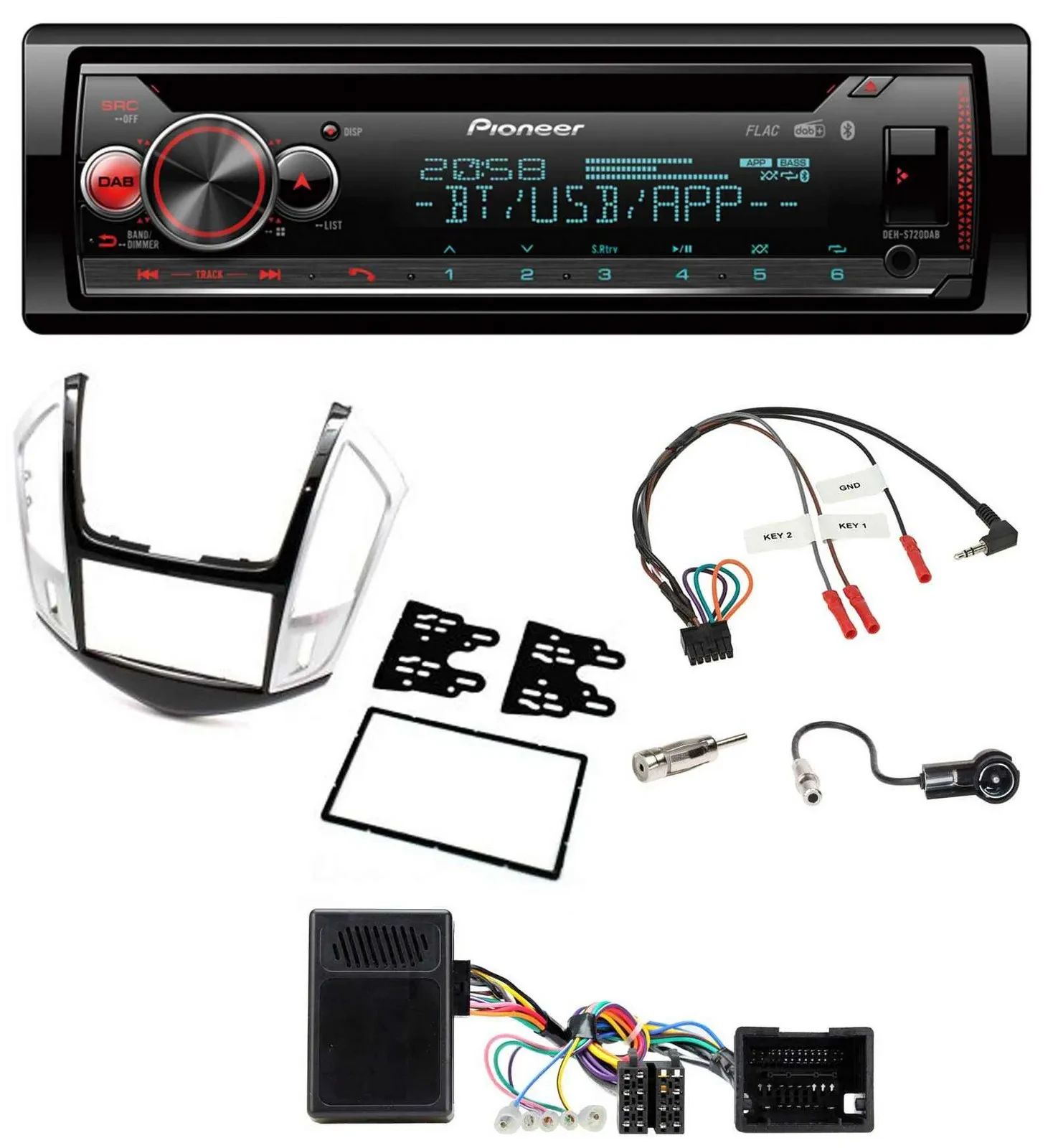 Pioneer Lenkrad DAB CD Bluetooth USB Autoradio für Chevrolet Cruze 2011-2016 sil
