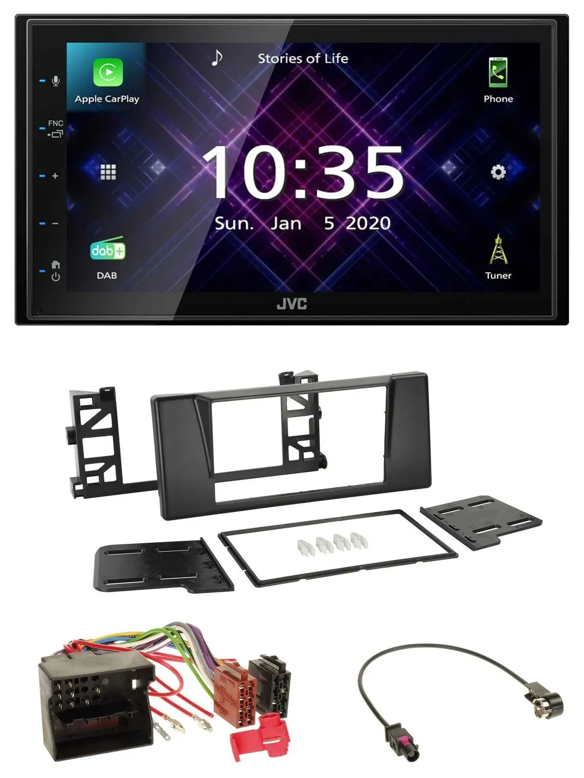 JVC DAB 2DIN MP3 Bluetooth USB Autoradio für BMW 5er E39 X5 Quadlock