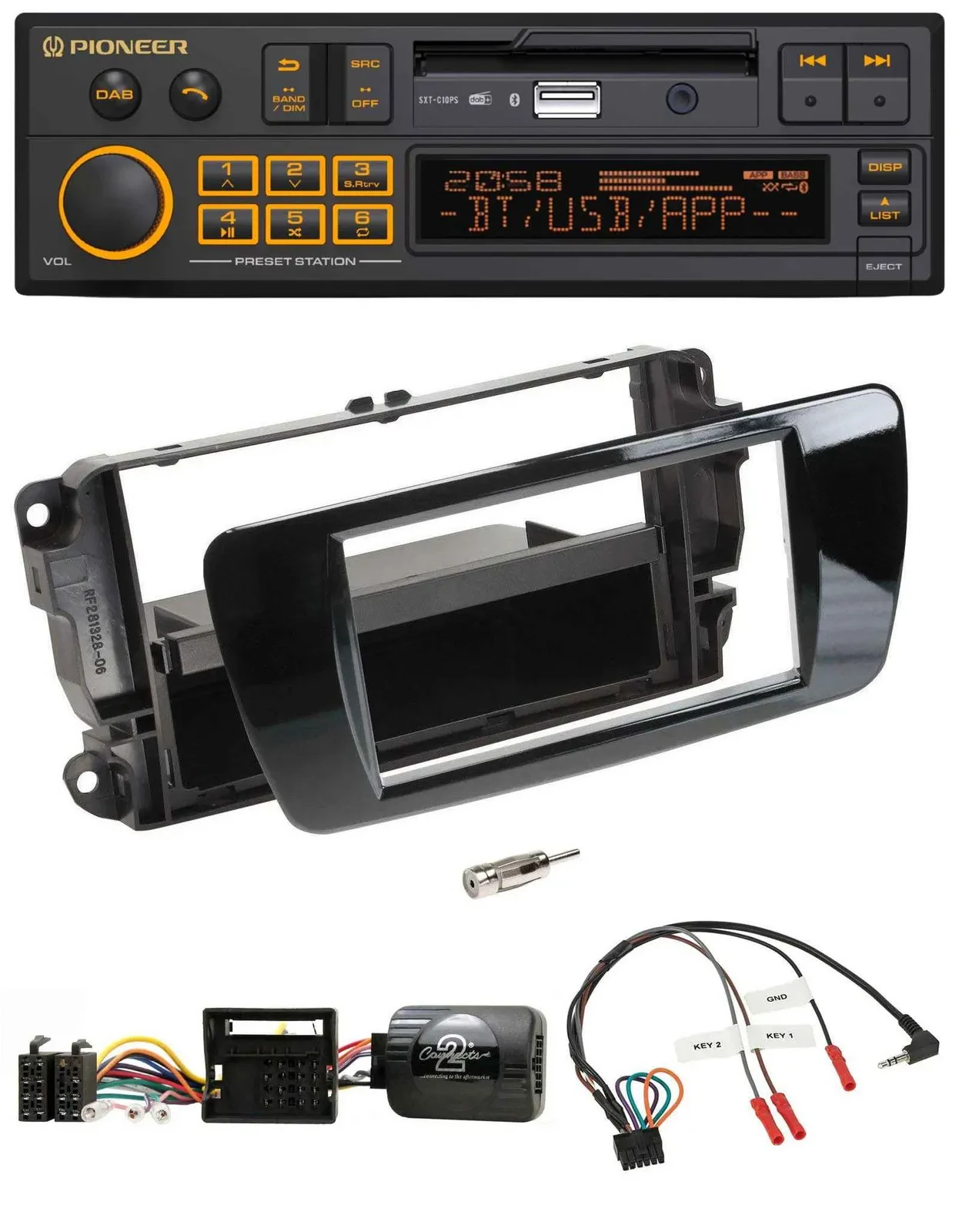 Автомагнитола Pioneer DAB, USB, Bluetooth, для Seat Ibiza, поддержка управления с руля, черный рояльный лак