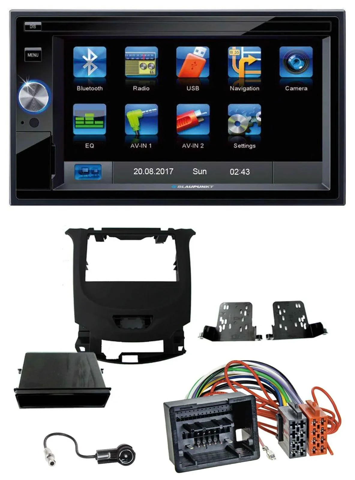 Blaupunkt SD Bluetooth 2DIN MP3 USB AUX Autoradio für Chevrolet Cruze ab 16 Klav