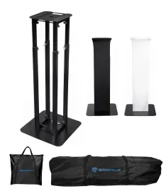 (1) Rockville RTP32B Totem Moving Head Light Stand+Black+White Scrims+Carry Bags