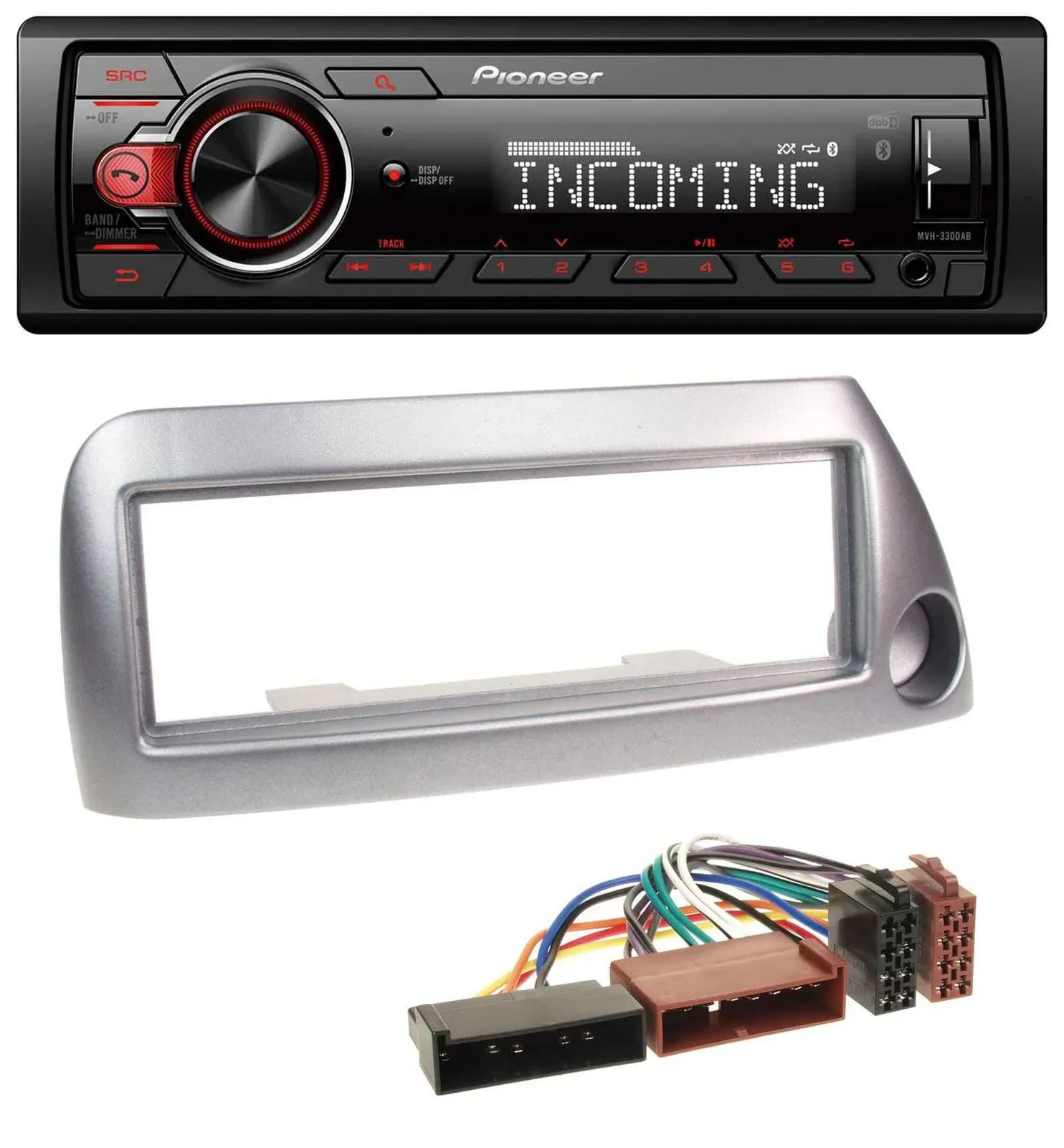 Pioneer Bluetooth USB DAB MP3 Autoradio für Ford Ka bis 2008 silber-metallic