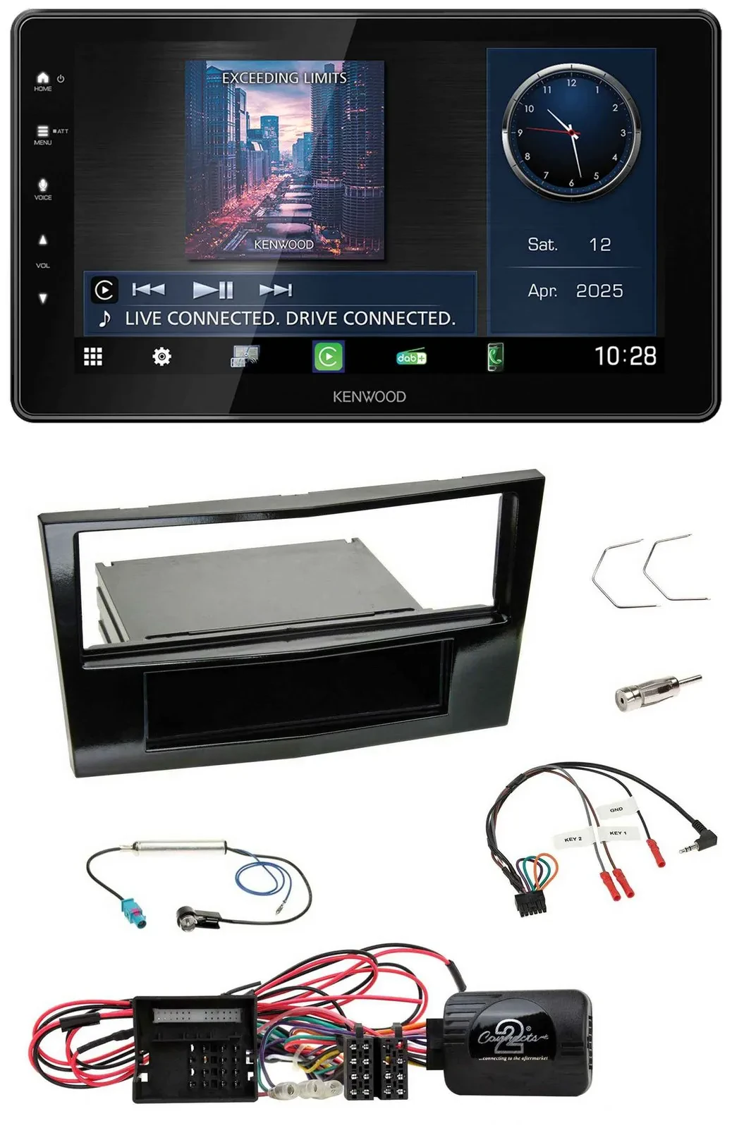 Kenwood Lenkrad Bluetooth USB DAB Autoradio für Opel Corsa D Klavierlack 09-14