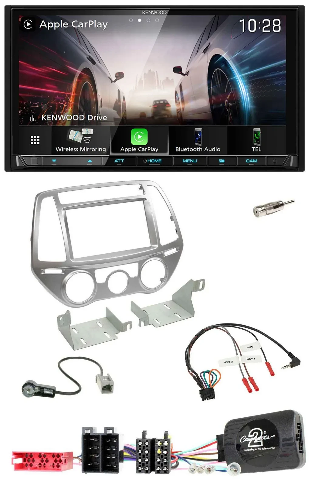 Автомагнитола Kenwood 2-DIN, USB, DAB, Bluetooth для Hyundai i20 (2012–2014)