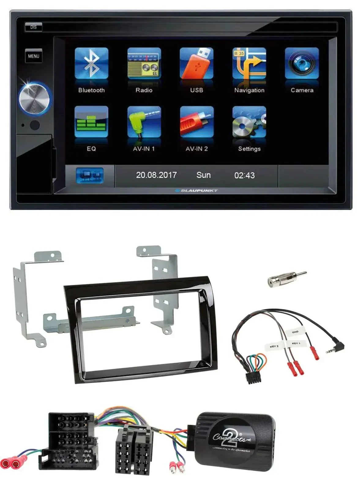 Blaupunkt SD Bluetooth 2DIN MP3 USB Lenkrad Autoradio für Fiat Peugeot Citroen k