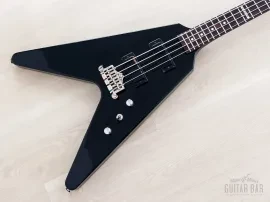 2002 Greco GVB-90 Flying V Bass Neck Through Real Black w/ Mini Humbuckers
